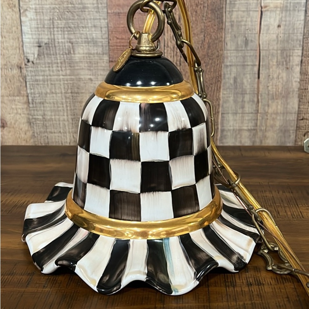 MacKenzie-Childs Black and White Checkered Pendant Light - Picture 3 of 4
